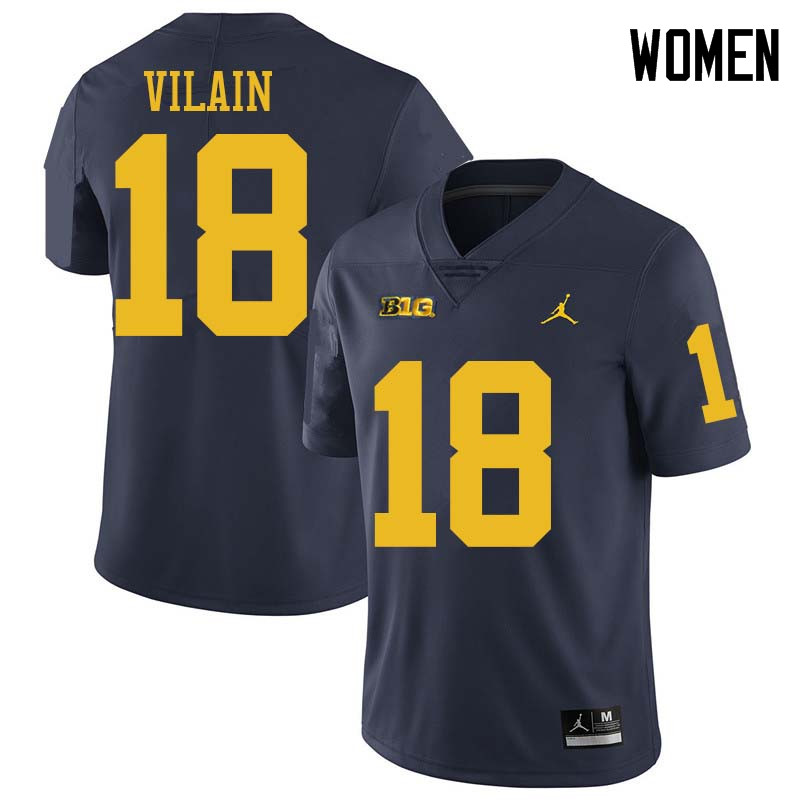 Jordan Brand Women #18 Luiji Vilain Michigan Wolverines College Football Jerseys Sale-Navy